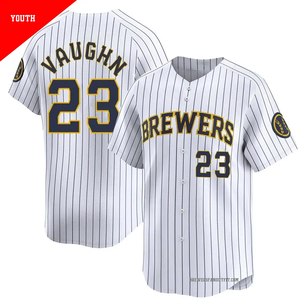 Youth 23 Greg Vaughn Milwaukee Brewers White Limited Alternate Jersey
