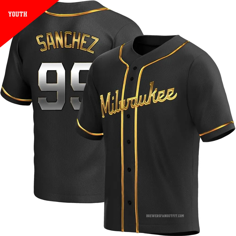 Youth 99 Gary Sanchez Milwaukee Brewers Gold Replica Black en Alternate Jersey